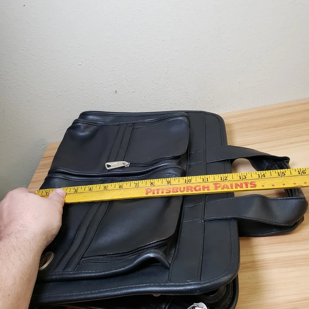 American Tourister Leather Briefcase Black‎ Office Commuter Bag Travel Buisness
